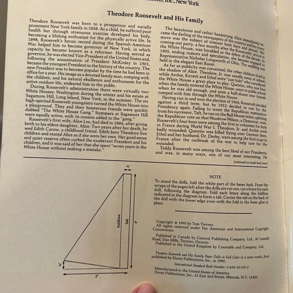 New Tom Tierney’s 1990 Theodore Roosevelt and Family paper dolls book. Beautiful - Picture 3 of 10